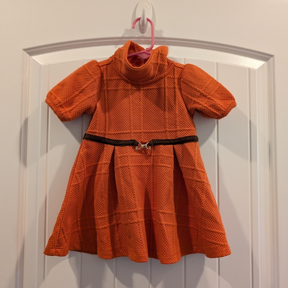 Janie and Jack Orange Plaid Dress with Belt - Picture 2 of 7